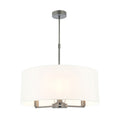Endon Daley 3 Light Pendant Light in Matt Nickel with Vintage White Fabric