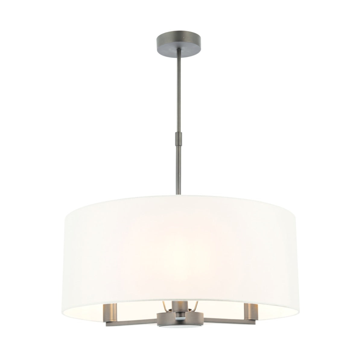 Endon Daley 3 Light Pendant Light in Matt Nickel with Vintage White Fabric