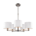 Endon Daley 5 Light Pendant Light in Matt Nickel with Vintage White Fabric