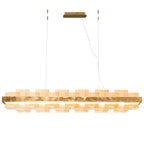 Kolarz Rettangolo 1 Light LED Linear Bar Ceiling Pendant 6040.80130/A Gold Leaf Amber Glass 