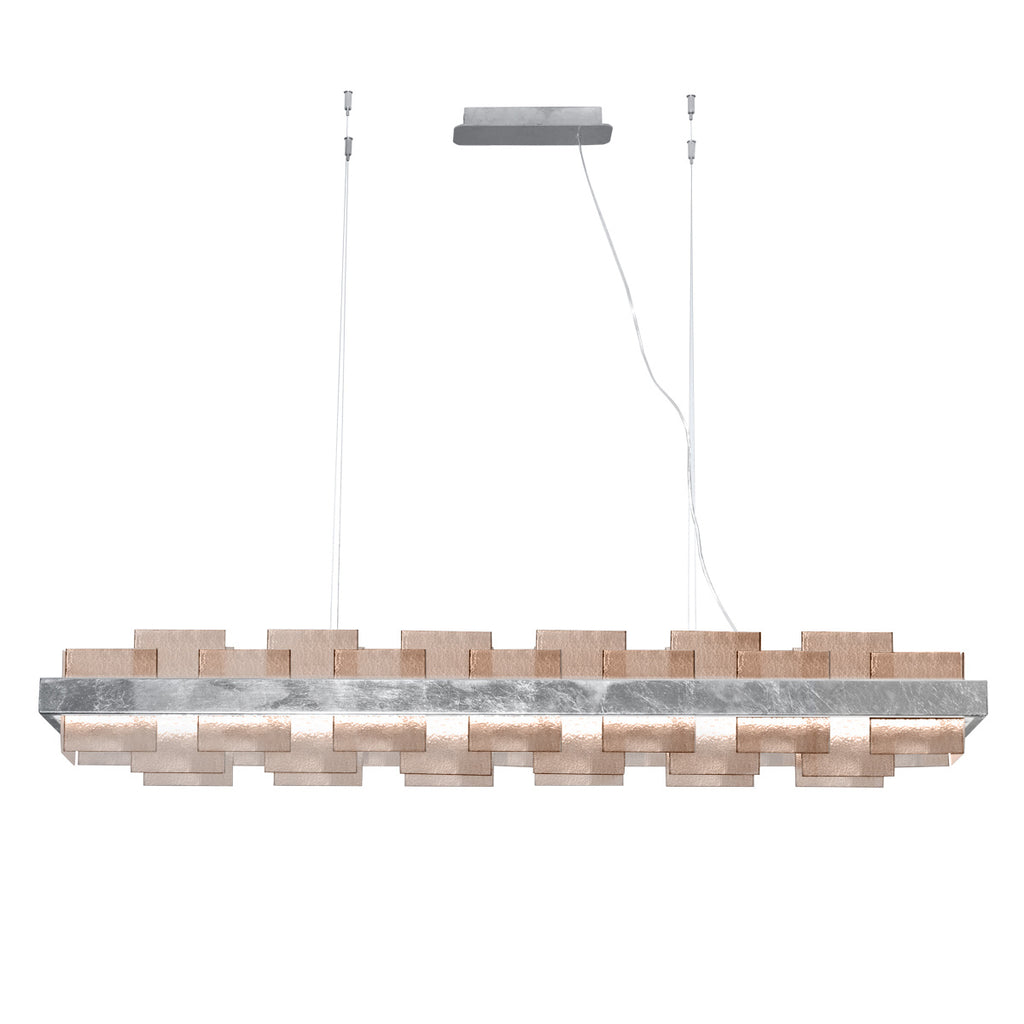 Kolarz Rettangolo 1 Light LED Linear Bar Ceiling Pendant 6040.80150/Fm Silver Leaf Fumé Glass
