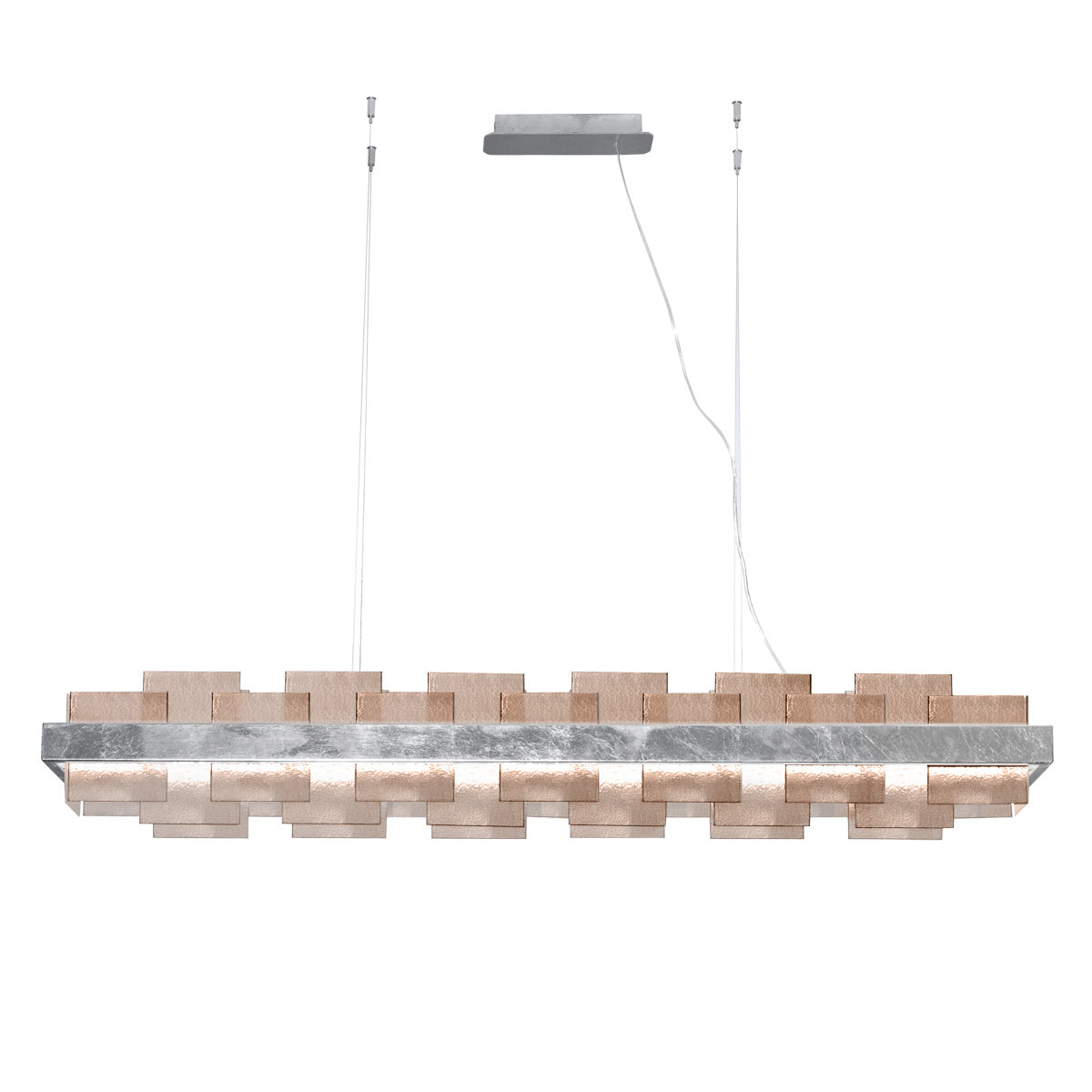 Kolarz Rettangolo 1 Light LED Linear Bar Ceiling Pendant 6040.80150/Fm Silver Leaf Fumé Glass