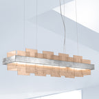 Kolarz Rettangolo 1 Light LED Linear Bar Ceiling Pendant 6040.80151/Fm Silver Leaf Fumé Glass 