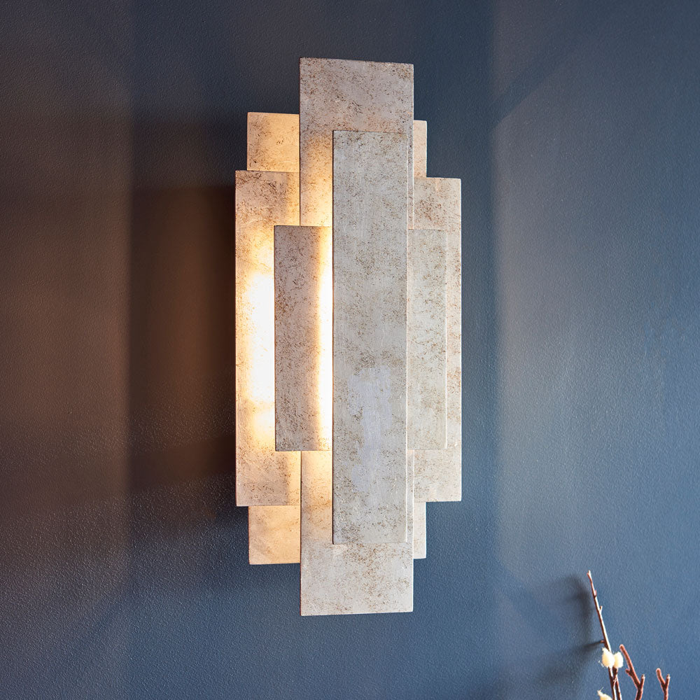 Novena Lordelo 2 Light Rectangular Wall Light in Silver