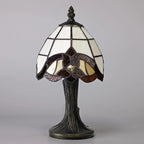 Novena Chalon Tiffany Table Lamp in Cream Amber Clear Crystal