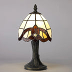 Novena Chalon Tiffany Table Lamp in Cream Amber Clear Crystal