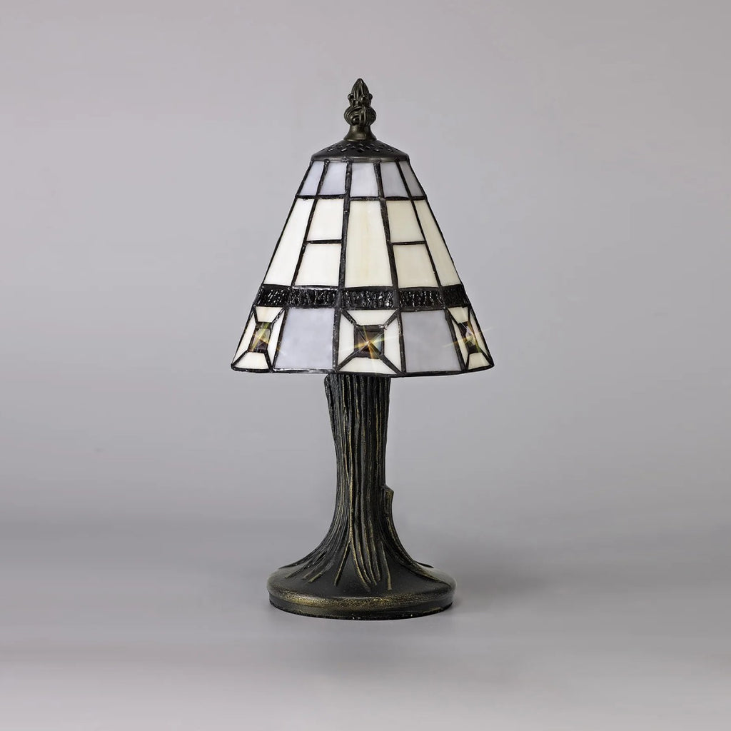 Novena Tarbes Tiffany Table Lamp in Cream Grey Clear Crystal