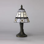 Novena Tarbes Tiffany Table Lamp in Cream Grey Clear Crystal