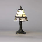 Novena Tarbes Tiffany Table Lamp in Cream Grey Clear Crystal