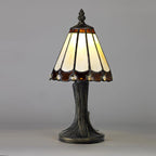 Novena Livin Tiffany Table Lamp in Cream Brown Clear Crystal