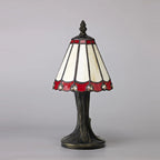 Novena Livin Tiffany Table Lamp in Cream Red Clear Crystal