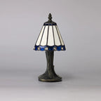 Novena Livin Tiffany Table Lamp in Cream Blue Clear Crystal