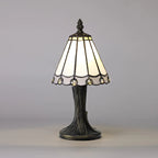 Novena Livin Tiffany Table Lamp in White Grey Clear Crystal