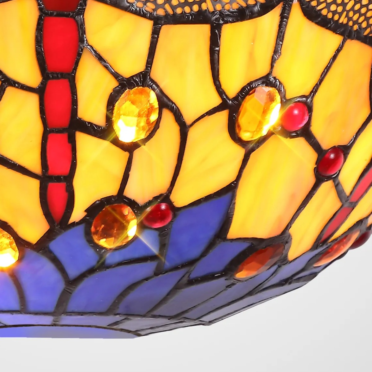 Novena Kourou Tiffany Wall Lamp in Blue Orange Crystal