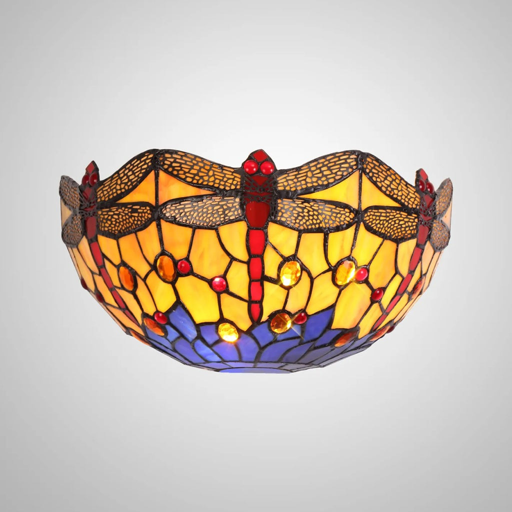 Novena Kourou Tiffany Wall Lamp in Blue Orange Crystal