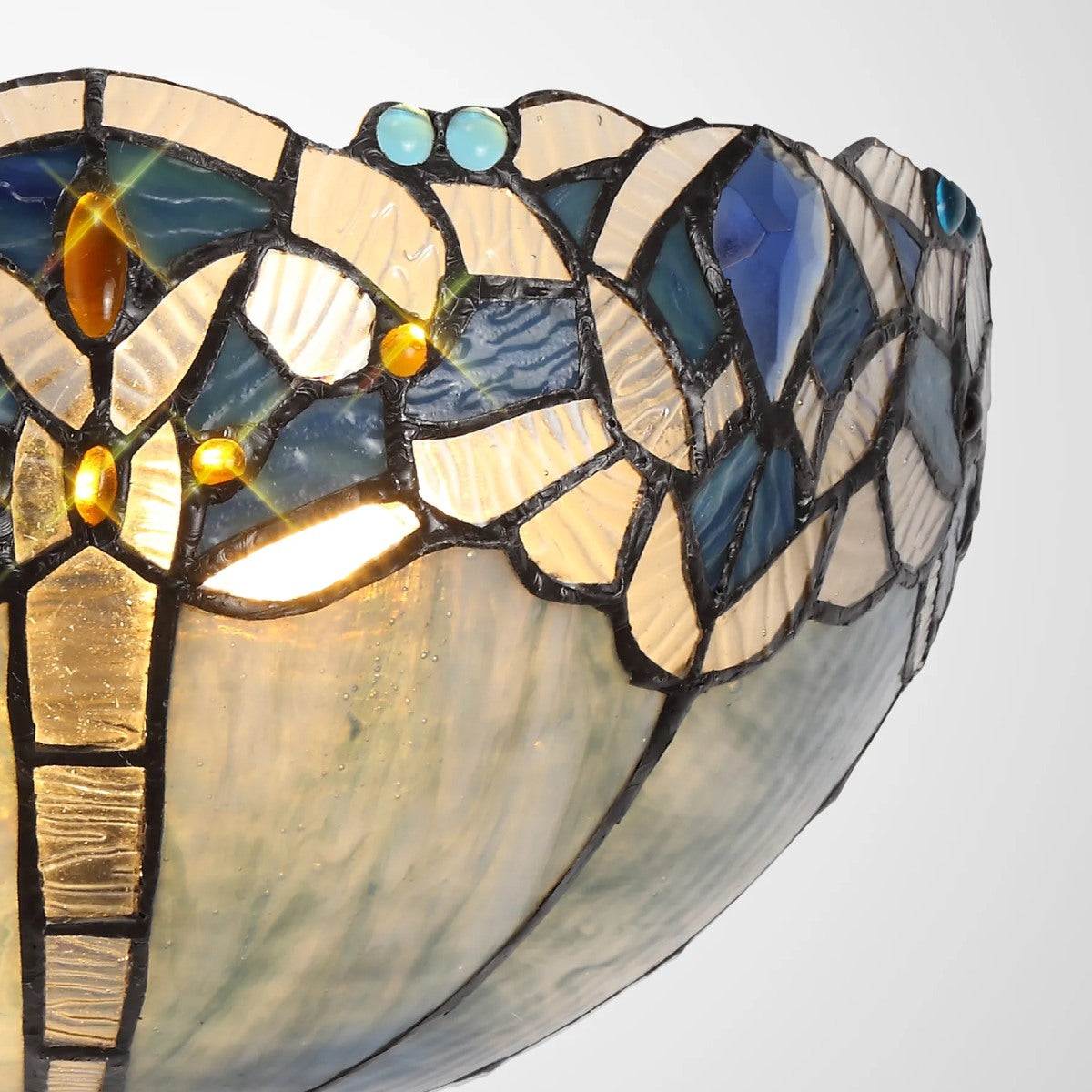 Novena Maries 30cm Tiffany Wall Lamp in Blue Clear Crystal