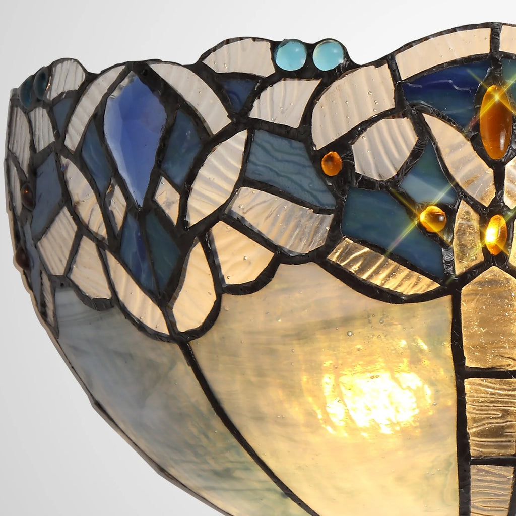 Novena Maries 30cm Tiffany Wall Lamp in Blue Clear Crystal