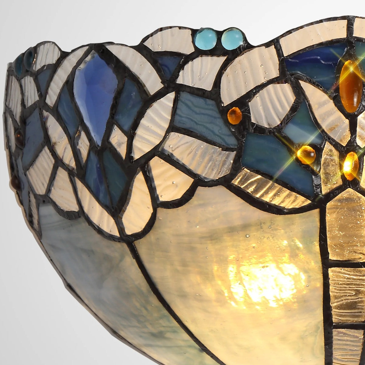 Novena Maries 30cm Tiffany Wall Lamp in Blue Clear Crystal