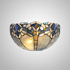 Novena Maries 30cm Tiffany Wall Lamp in Blue Clear Crystal