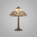 Novena Riom 2 Light Tiffany Tree Like Table Lamp with 40cm Shade in White Grey Black Clear Crystal Aged Antique Brass