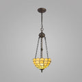 Novena Amboise 2 Light Tiffany Uplighter Pendant with 30cm Shade in Beige Clear Crystal Aged Antique Brass