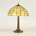 Novena Amboise 2 Light Tiffany Tree Like Table Lamp with 40cm Shade in Beige Clear Crystal Aged Antique Brass