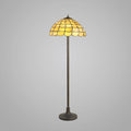 Novena Amboise 2 Light Tiffany Stepped Design Floor Lamp with 40cm Shade in Beige Clear Crystal Aged Antique Brass