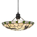 Novena Arles 1 Light Tiffany Pendant with 35cm Shade in Green Cream Clear Crystal Black