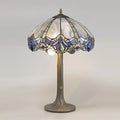 Novena Maries 2 Light Tiffany Tree Like Table Lamp with 40cm Shade in Blue Clear Crystal Aged Antique Brass