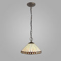 Novena Douai 3 Light Tiffany Downlighter Pendant with 30cm Shade in Amber Cream Crystal Aged Antique Brass