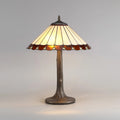 Novena Livin 2 Light Tiffany Tree Like Table Lamp with 40cm Shade in Amber Cream Crystal Aged Antique Brass