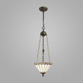 Novena Livin 3 Light Tiffany Uplighter Pendant with 30cm Shade in Grey Cream Crystal Aged Antique Brass