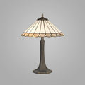 Novena Livin 2 Light Tiffany Octagonal Table Lamp with 40cm Shade in Grey Cream Crystal Aged Antique Brass
