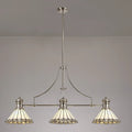 Novena Livin Ursula 3 Light Tiffany Telescopic Pendant with 30cm Shade in Polished Nickel Grey Cream Crystal