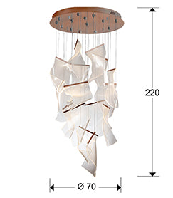 Schuller Velos Cluster Pendant Light in Rose Gold