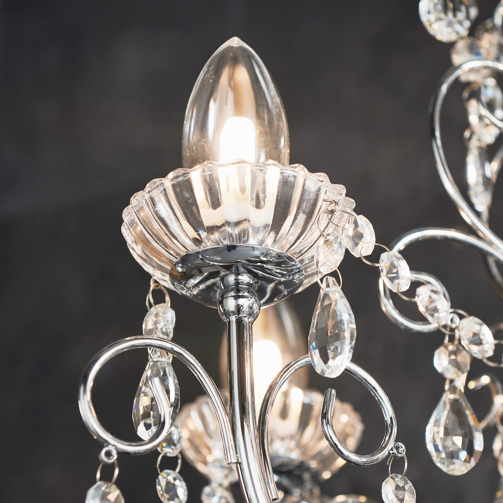 Endon Tabitha 5 Light Bathroom Pendant Light in Chrome with Clear Crystal