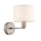Endon Daley Switched Wall Light in Matt Nickel with Vintage White Fabric