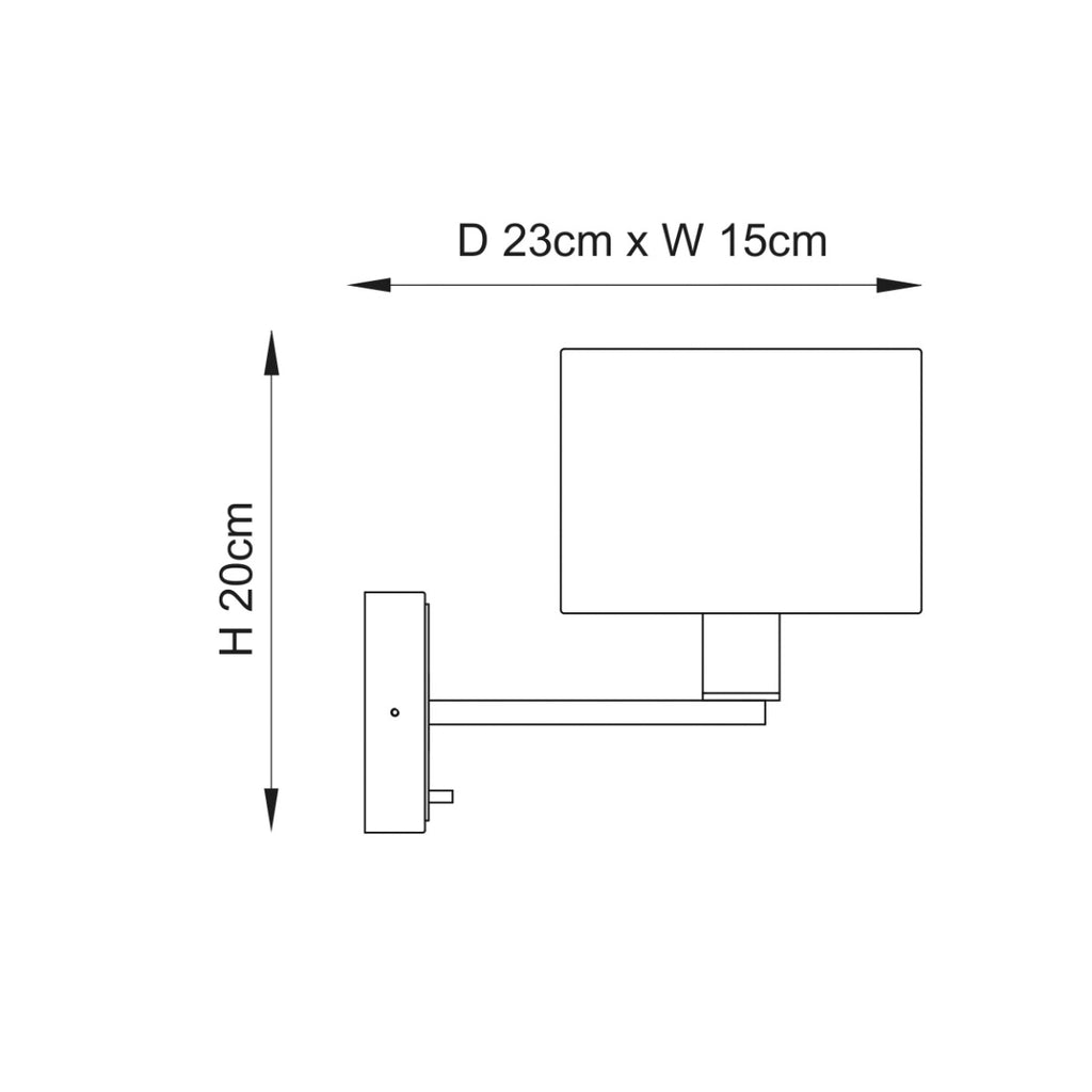 Endon Daley Switched Wall Light in Matt Nickel with Vintage White Fabric