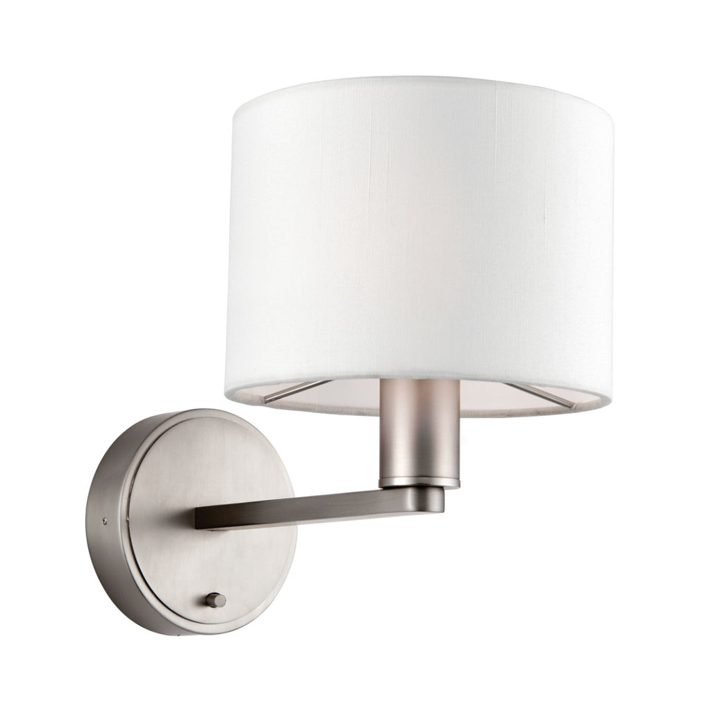 Endon Daley Switched Wall Light in Matt Nickel with Vintage White Fabric