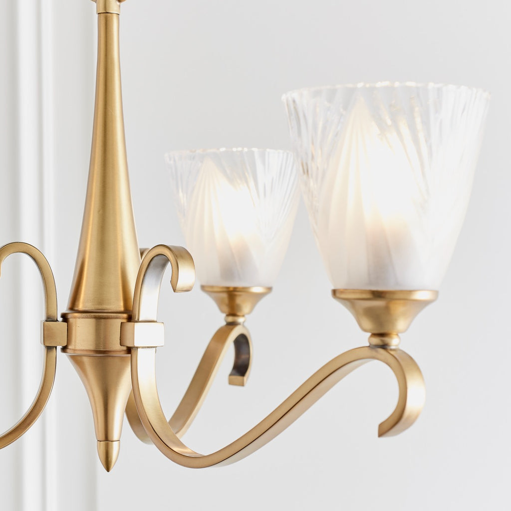 Interiors 1900 Columbia 3 Light Pendant Light in Antique Brass with Clear & Frosted Glass