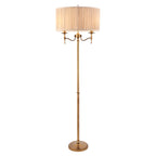 Interiors 1900 Stanford 2 Light Floor Lamp in Antique Brass with Beige Shade
