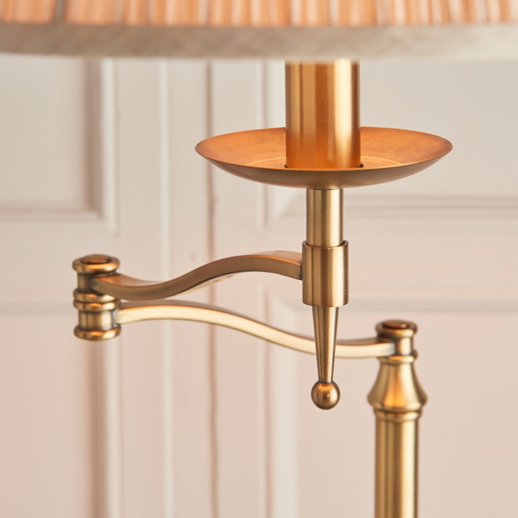 Interiors 1900 Stanford Floor Lamp in Antique Brass with Beige Shade