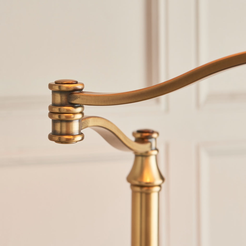 Interiors 1900 Stanford Floor Lamp in Antique Brass with Beige Shade