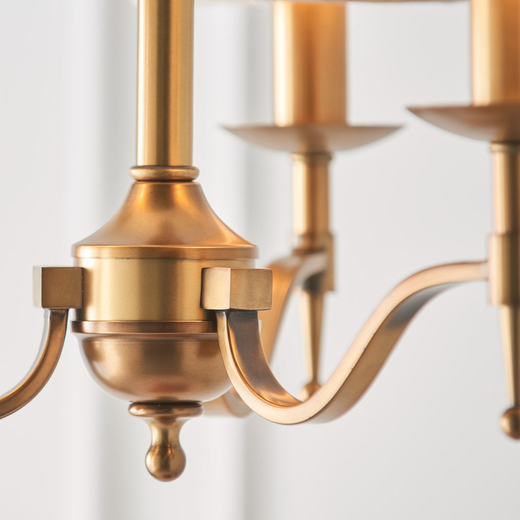 Interiors 1900 Stanford 3 Light Pendant Light in Antique Brass with Beige Shade