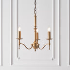 Interiors 1900 Stanford 3 Light Pendant Light in Antique Brass with Beige Shade