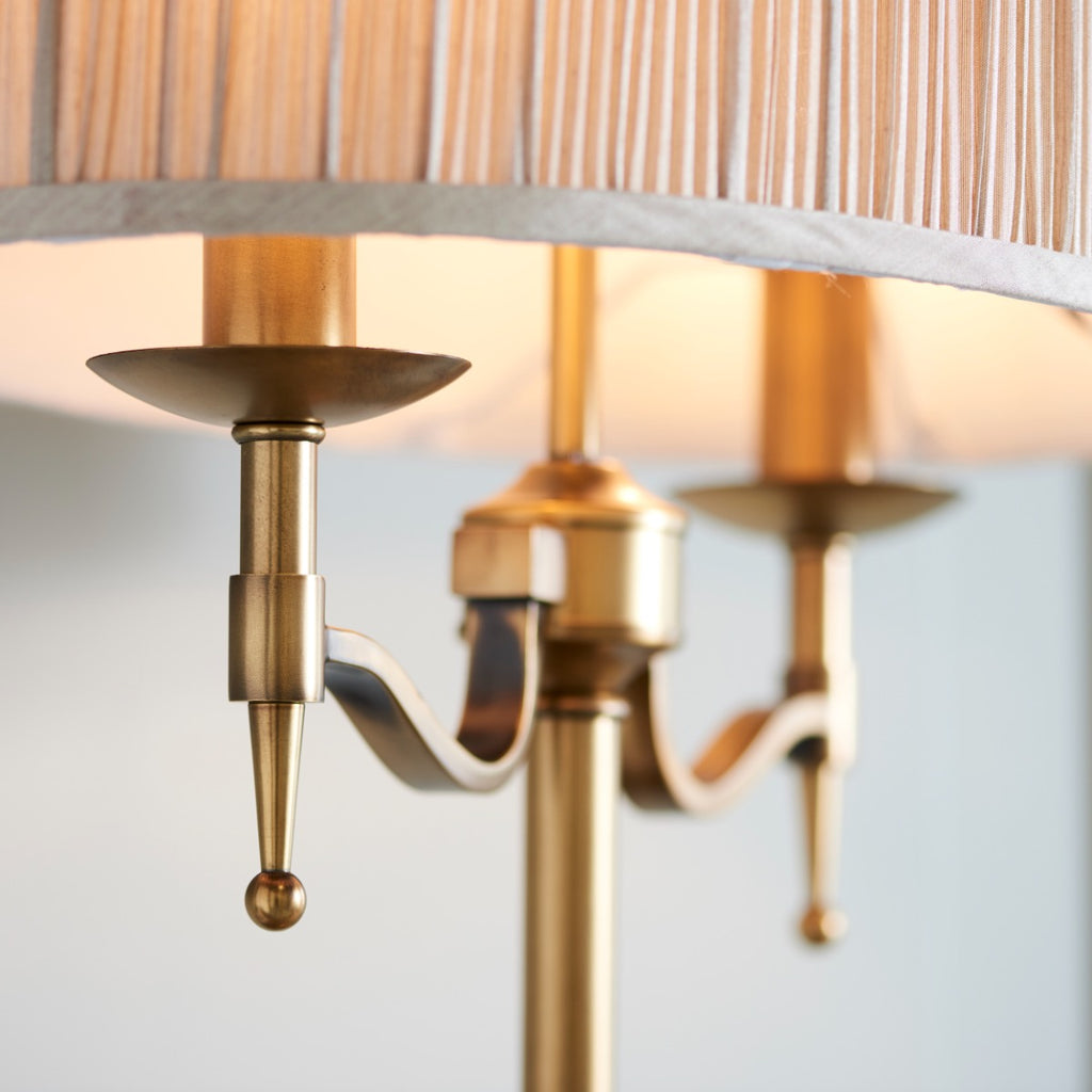 Interiors 1900 Stanford Table Lamp in Antique Brass with Beige Shade