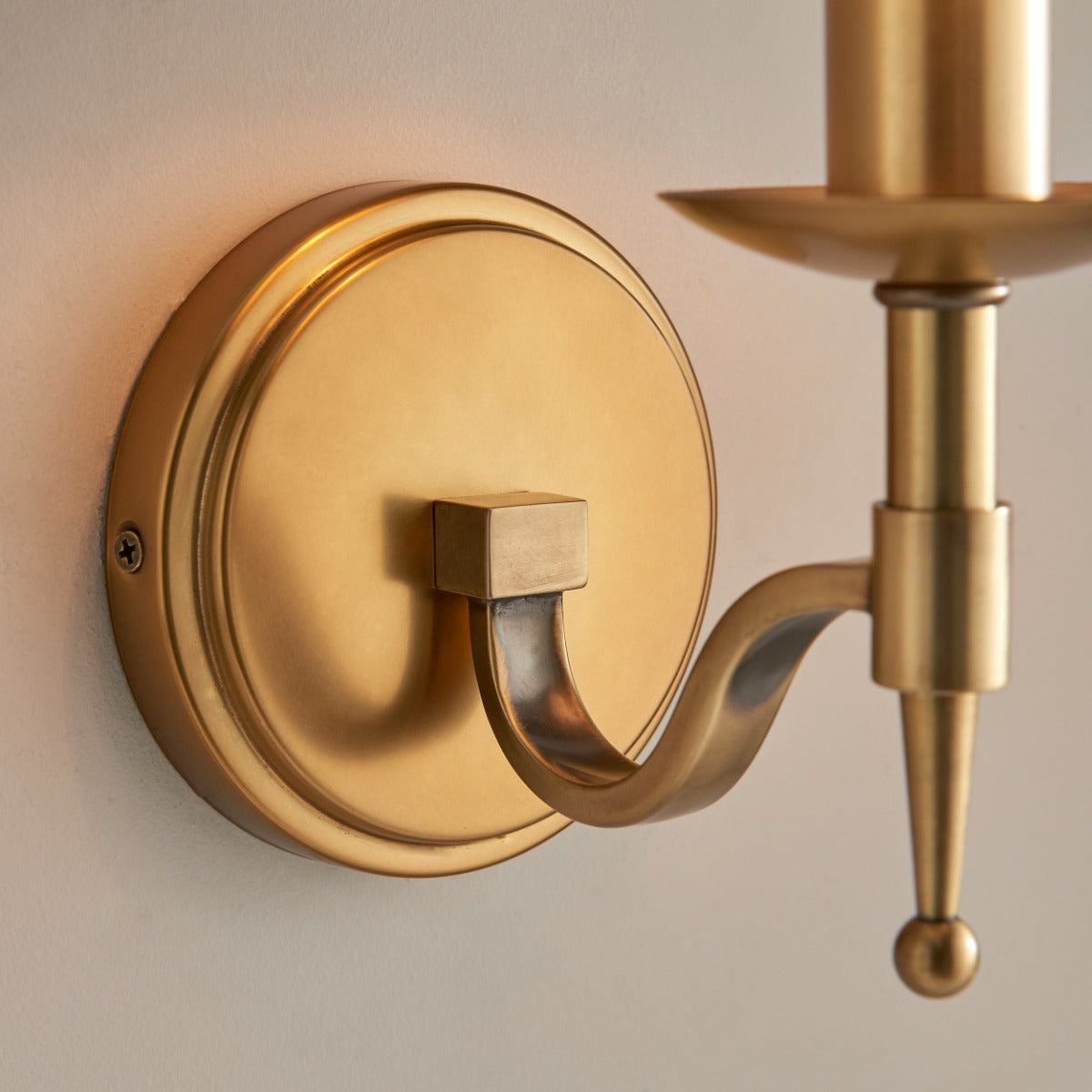 Interiors 1900 Stanford Wall Light in Antique Brass with Beige Shade