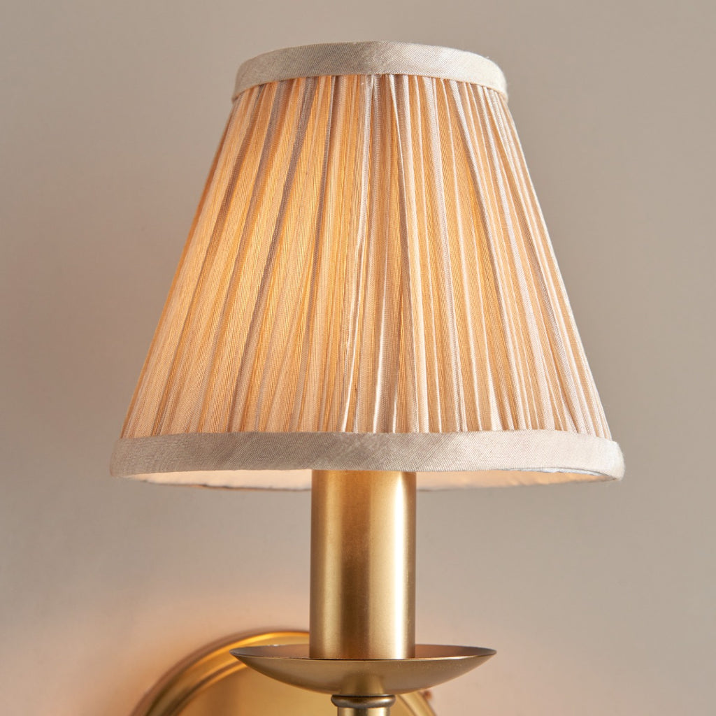 Interiors 1900 Stanford Wall Light in Antique Brass with Beige Shade