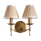 Interiors 1900 Stanford 2 Light Wall Light in Antique Brass with Beige Shade