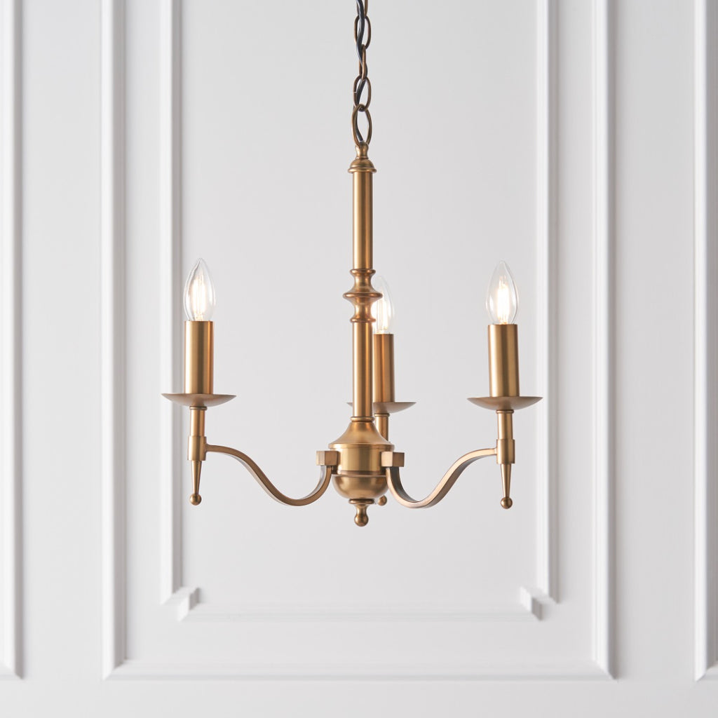 Interiors 1900 Stanford 3 Light Pendant Light in Antique Brass